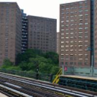 Housing projects next to a rail line