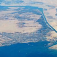 Aerial view of the Suez Canal